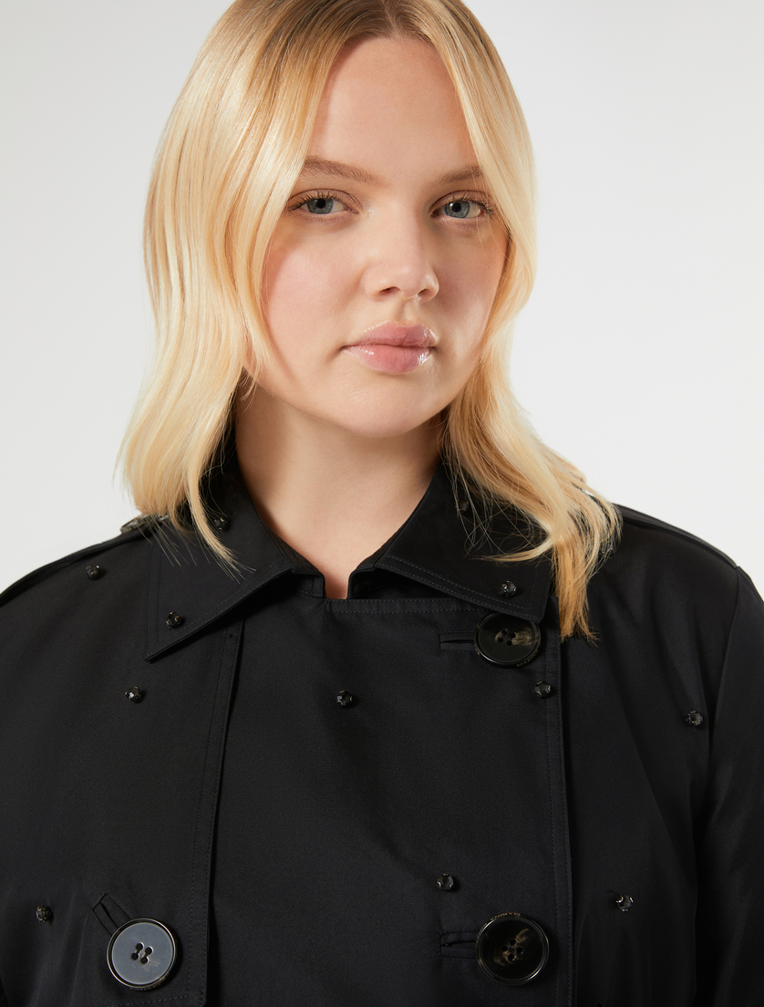 Bestickter Trenchcoat aus Twill - SCHWARZ - Marina Rinaldi - 5