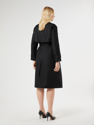 Embroidered twill trench coat - BLACK - Marina Rinaldi - 4