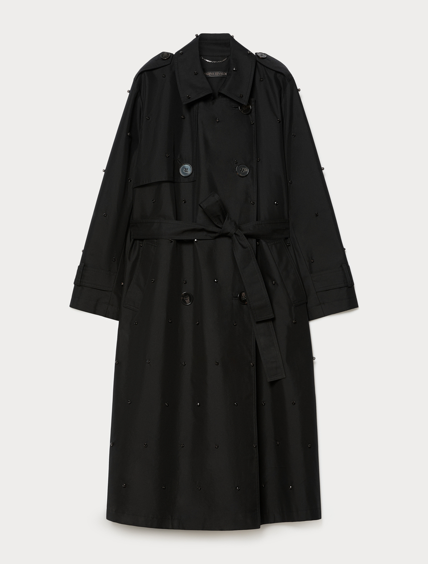 Bestickter Trenchcoat aus Twill - SCHWARZ - Marina Rinaldi