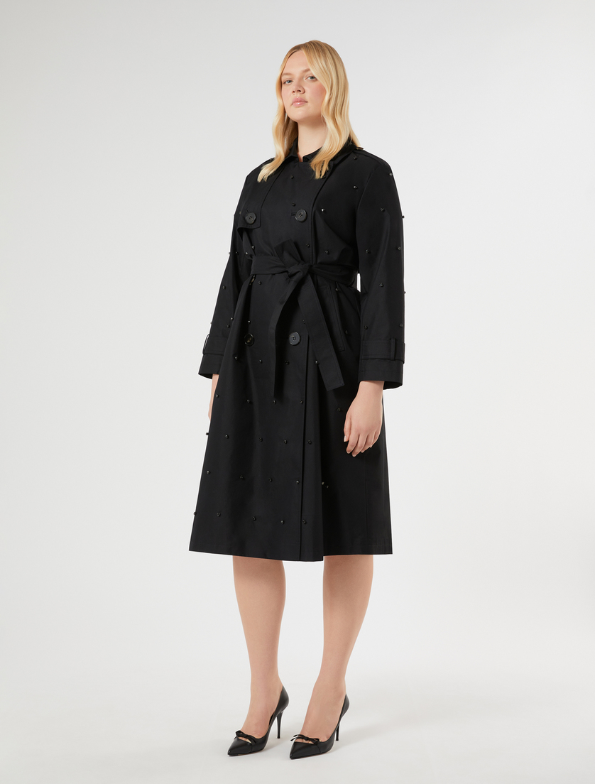 Bestickter Trenchcoat aus Twill - SCHWARZ - Marina Rinaldi - 3