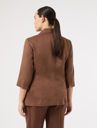 Linen canvas blazer jacket - COCOA - Marina Rinaldi - 4