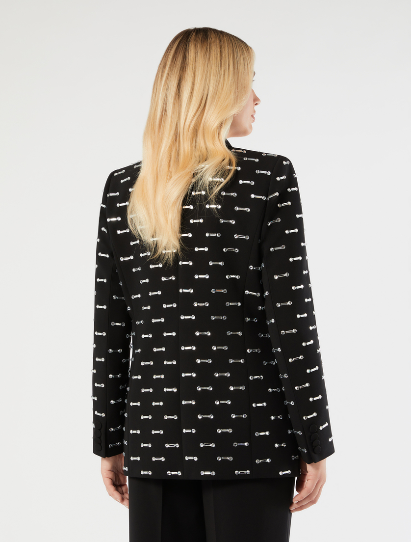 Rhinestone-detail cady blazer jacket - BLACK - Marina Rinaldi - 4