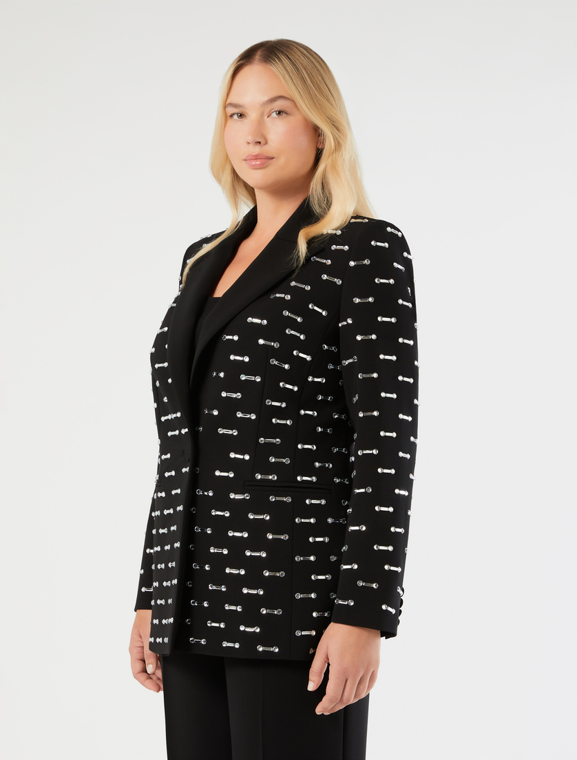 Rhinestone-detail cady blazer jacket - BLACK - Marina Rinaldi - 3