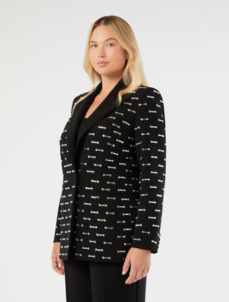 Rhinestone-detail cady blazer jacket - BLACK
