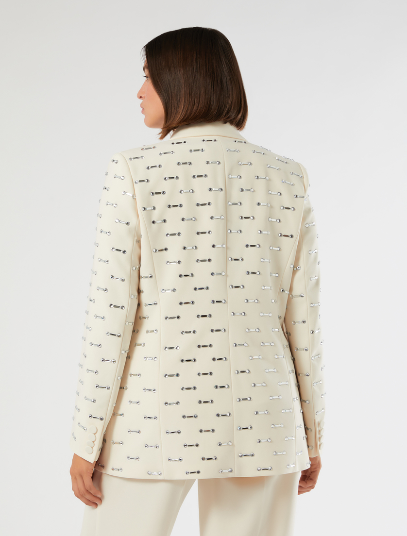 Rhinestone-detail cady blazer jacket - LIGHT YELLOW - Marina Rinaldi - 4
