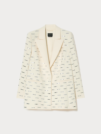 Rhinestone-detail cady blazer jacket - LIGHT YELLOW