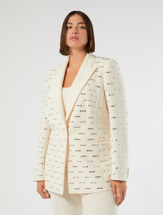 Rhinestone-detail cady blazer jacket - LIGHT YELLOW
