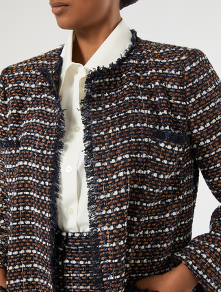 Bouclé fabric jacket - BLUE BROWN - Marina Rinaldi - 5