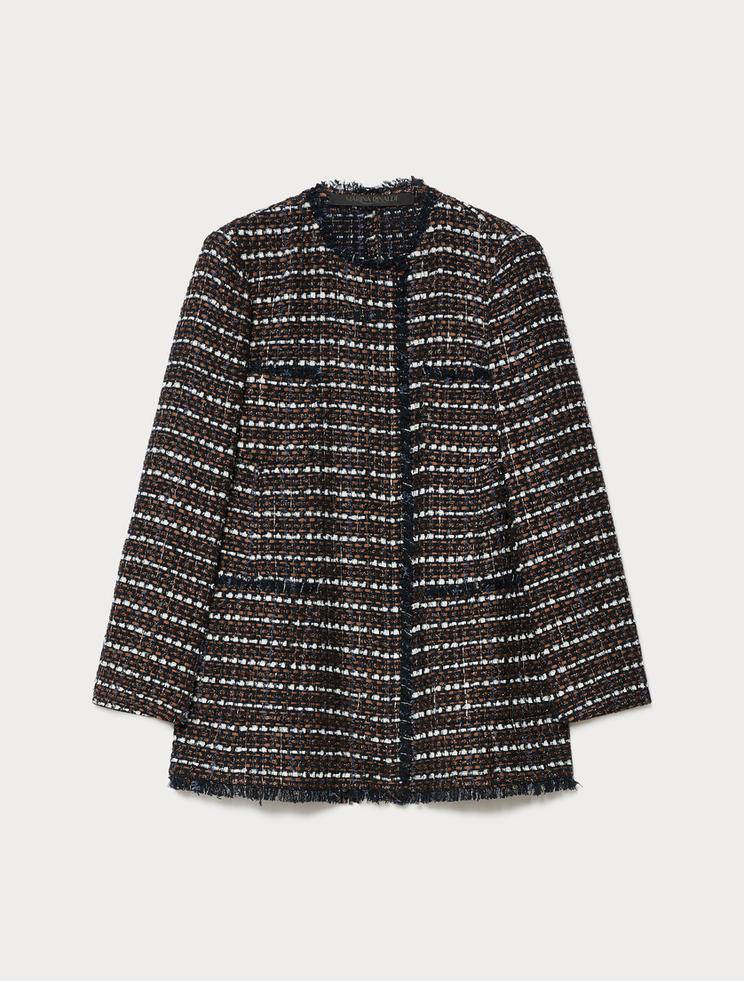 Σακάκι από μπουκλέ ύφασμα - ΜΠΛΕ ΚΑΦΕ - Marina Rinaldi