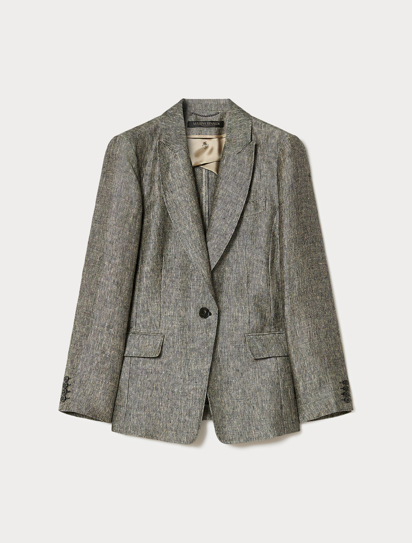 Giacca blazer in lino tinto filo - NERO CARNE - Marina Rinaldi