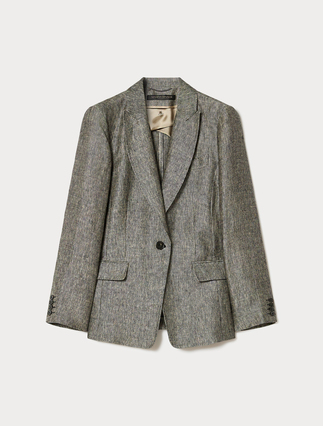 Giacca blazer in lino tinto filo - Marina Rinaldi