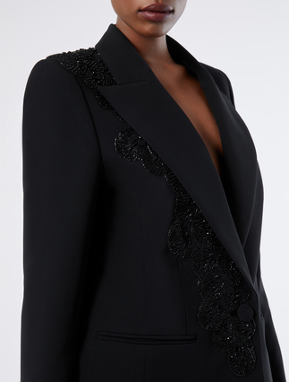 Bestickte Blazerjacke aus Cady - SCHWARZ - Marina Rinaldi - 5