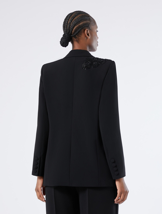 Bestickte Blazerjacke aus Cady - SCHWARZ - Marina Rinaldi - 4