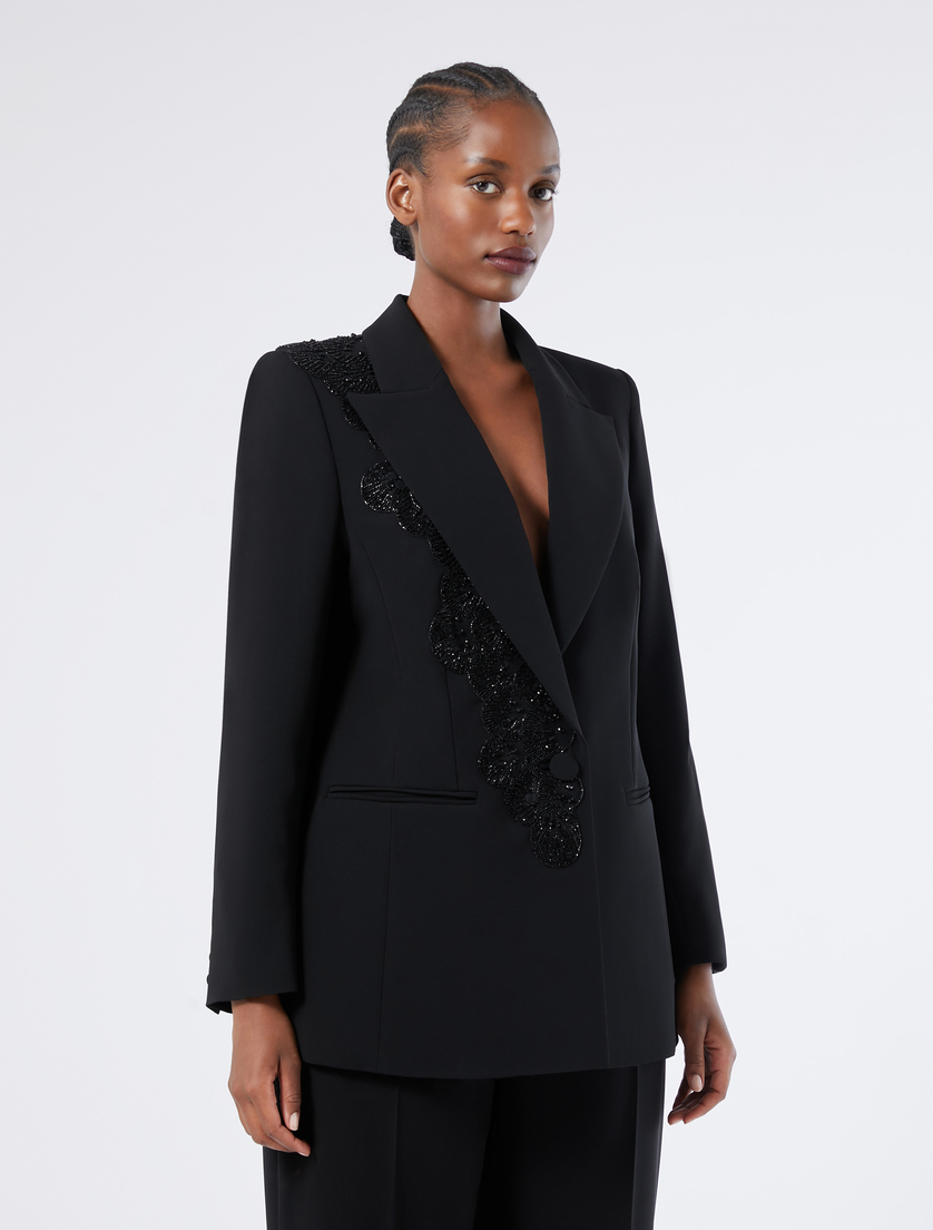 Cady blazer with embroidery - BLACK - Marina Rinaldi - 3