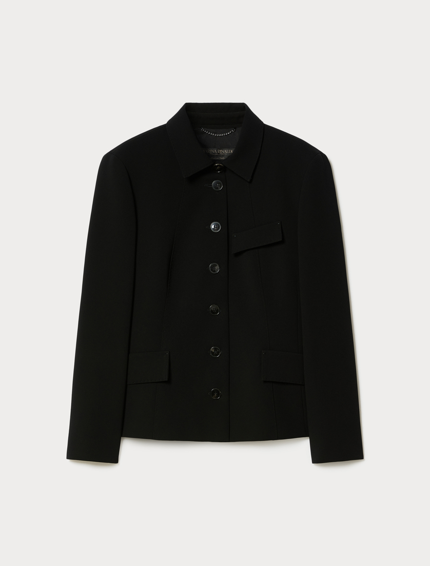 Pocket-detail cady jacket - BLACK - Marina Rinaldi