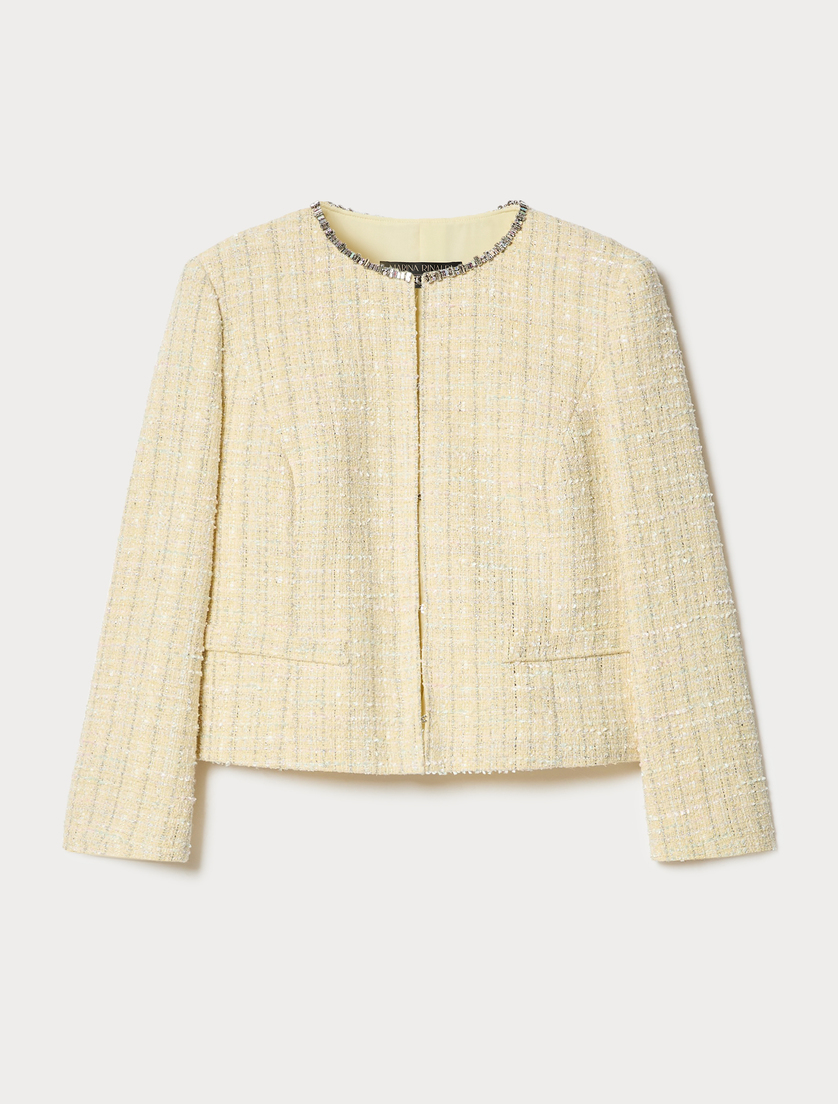 Embroidered yarn-dyed jacket - LIGHT YELLOW - Marina Rinaldi