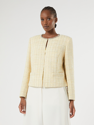 Embroidered yarn-dyed jacket - LIGHT YELLOW