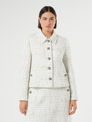 Bouclé fabric jacket - WHITE