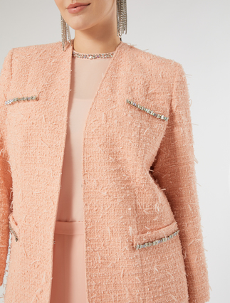 Plain weave fabric jacket with embroidered detail - PINK - Marina Rinaldi - 5