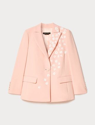 Floral-detail cady blazer jacket - Marina Rinaldi