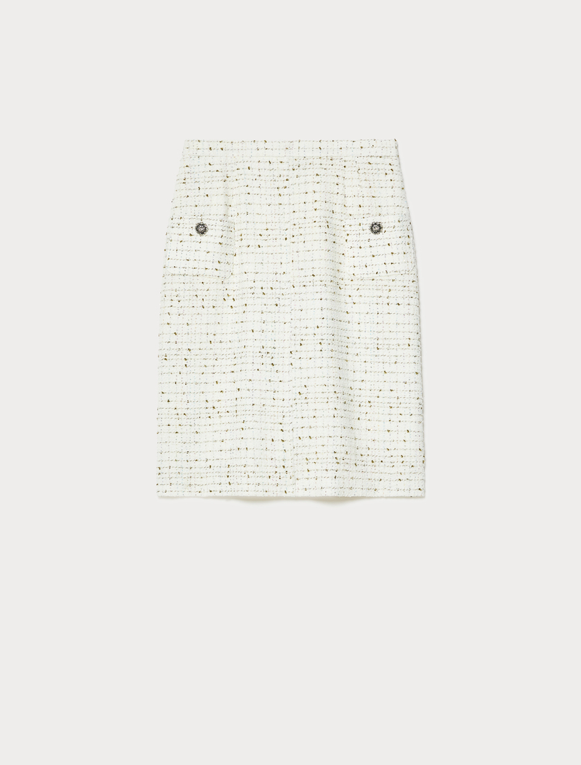 Bouclé fabric skirt - WHITE - Marina Rinaldi