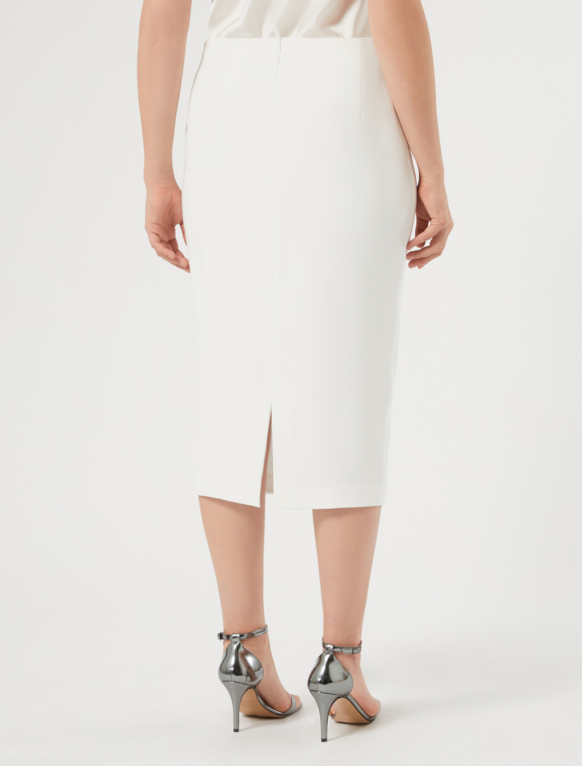 Jupe fourreau en cady - BLANC - Marina Rinaldi - 4