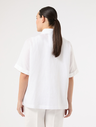 Linen canvas shirt - OPTICAL WHITE - Marina Rinaldi - 4