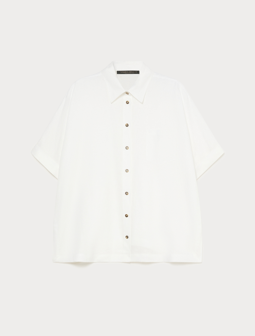 Hemdbluse aus Leinencanvas - WEISS - Marina Rinaldi