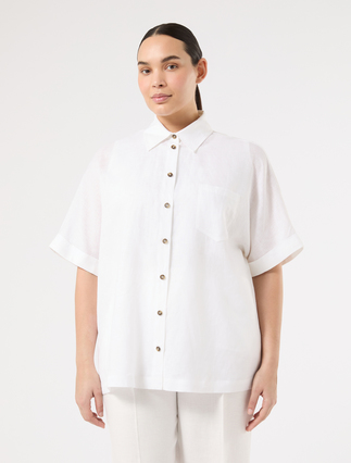 Linen canvas shirt - OPTICAL WHITE
