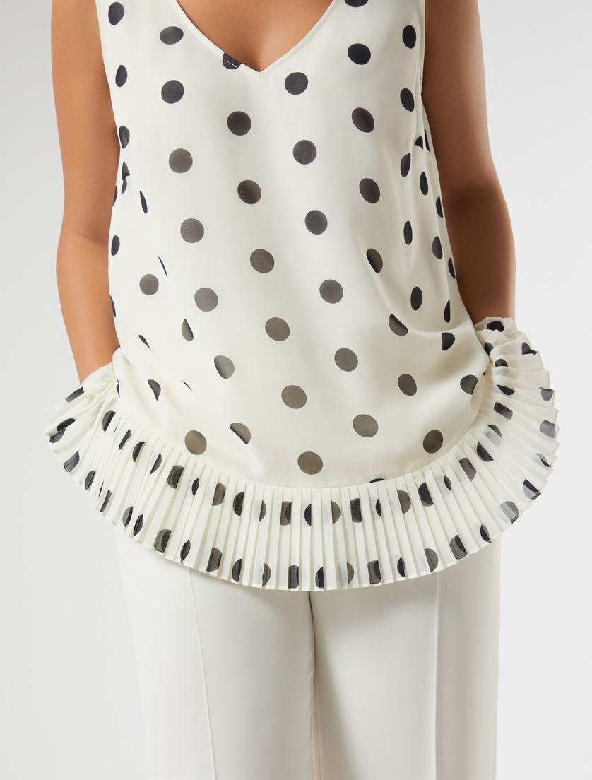 Plissé-pleated georgette top - IVORY - Marina Rinaldi - 5