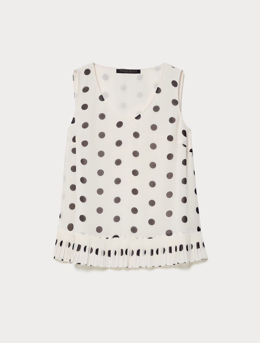 Plissé-pleated georgette top - IVORY - Marina Rinaldi