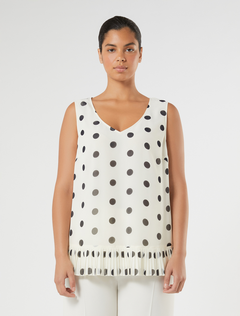 Plissé-pleated georgette top - IVORY - Marina Rinaldi - 3
