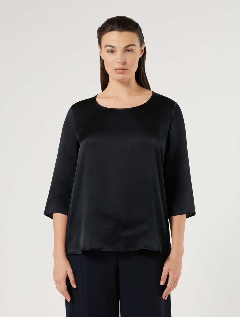 Lightweight satin blouse - MIDNIGHTBLUE - Marina Rinaldi - 3