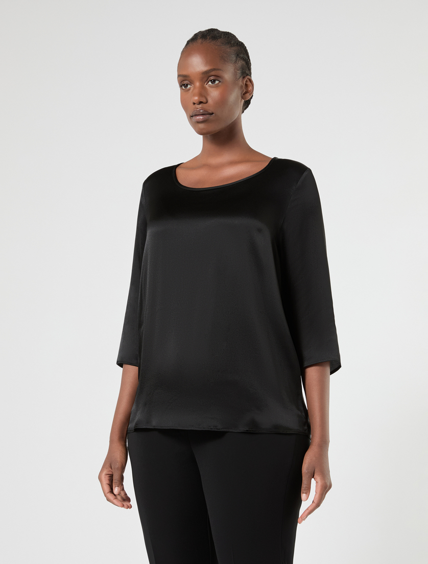 Lightweight satin blouse - BLACK - Marina Rinaldi - 3