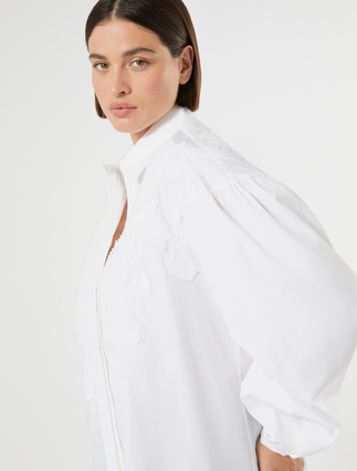 Embroidered poplin shirt - OPTICAL WHITE - Marina Rinaldi - 5