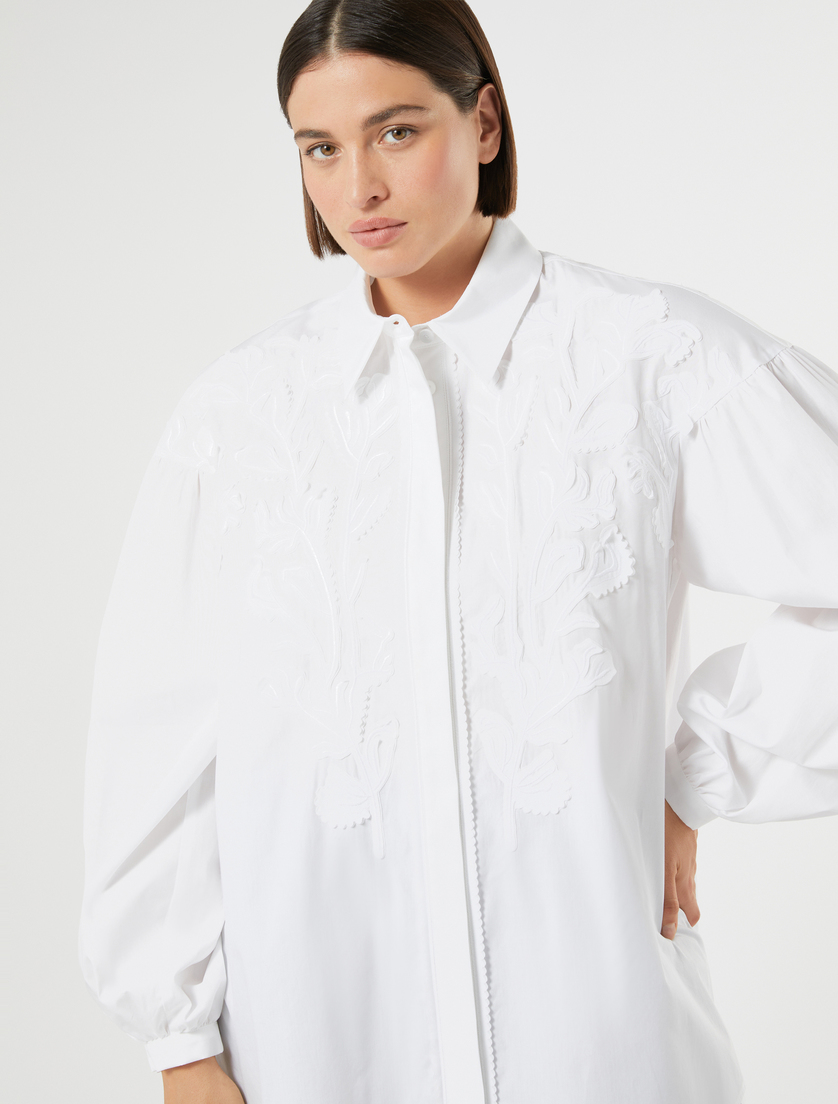 Embroidered poplin shirt - OPTICAL WHITE - Marina Rinaldi - 6