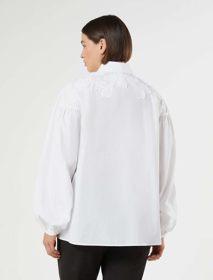 Embroidered poplin shirt - OPTICAL WHITE - Marina Rinaldi - 4
