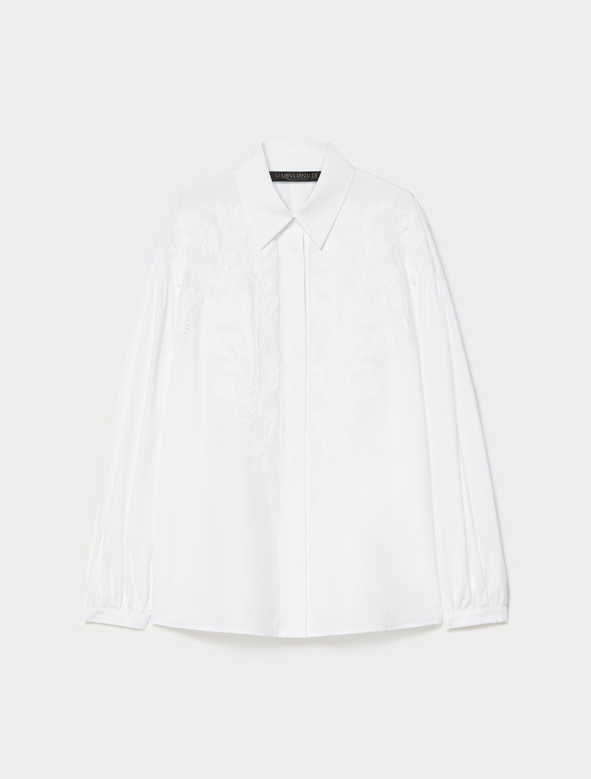 Embroidered poplin shirt - OPTICAL WHITE - Marina Rinaldi