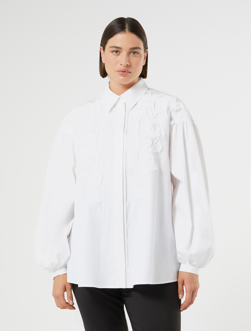 Embroidered poplin shirt - OPTICAL WHITE - Marina Rinaldi - 3