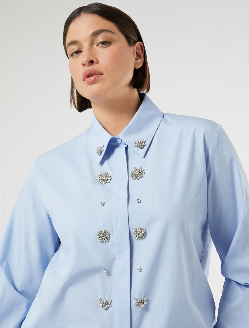 Organic cotton poplin shirt - SKY BLUE - Marina Rinaldi - 5