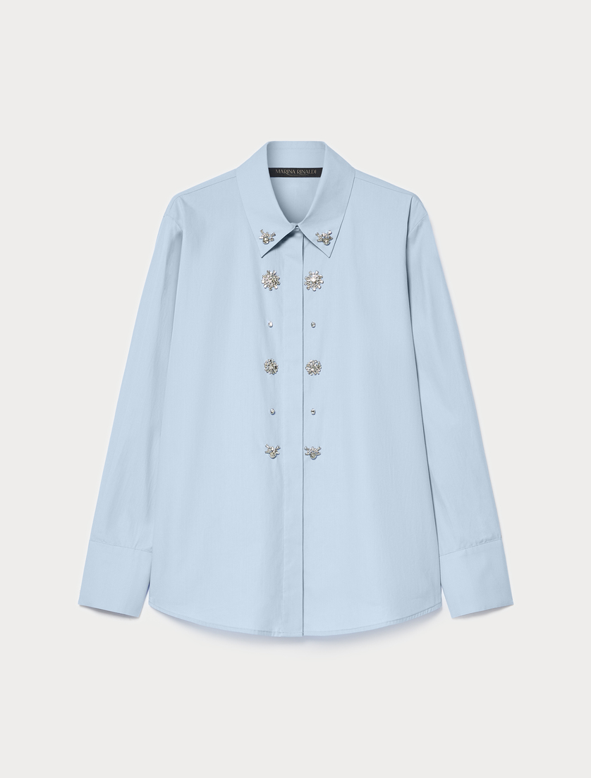 Organic cotton poplin shirt - SKY BLUE - Marina Rinaldi