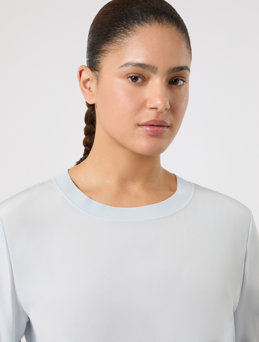 Blusa in crêpe de Chine di seta - AZZURRO - Marina Rinaldi - 5