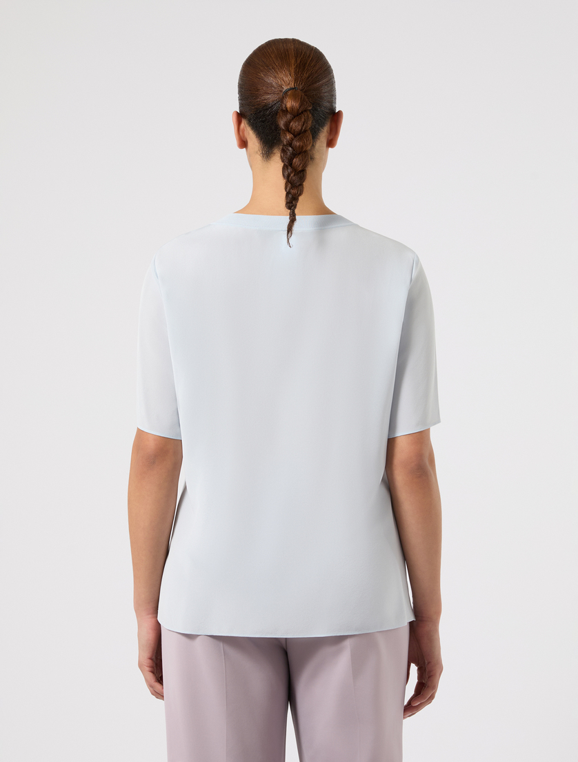 Blusa in crêpe de Chine di seta - AZZURRO - Marina Rinaldi - 4