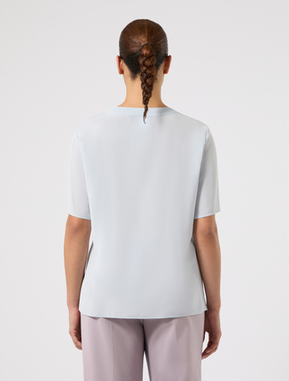 Silk crepe de chine blouse - LIGHT BLUE - Marina Rinaldi - 4
