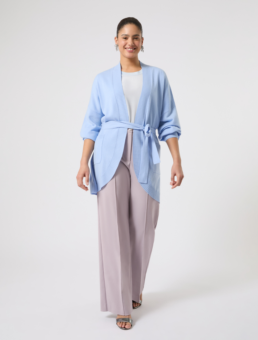 Blusa in crêpe de Chine di seta - AZZURRO - Marina Rinaldi - 2