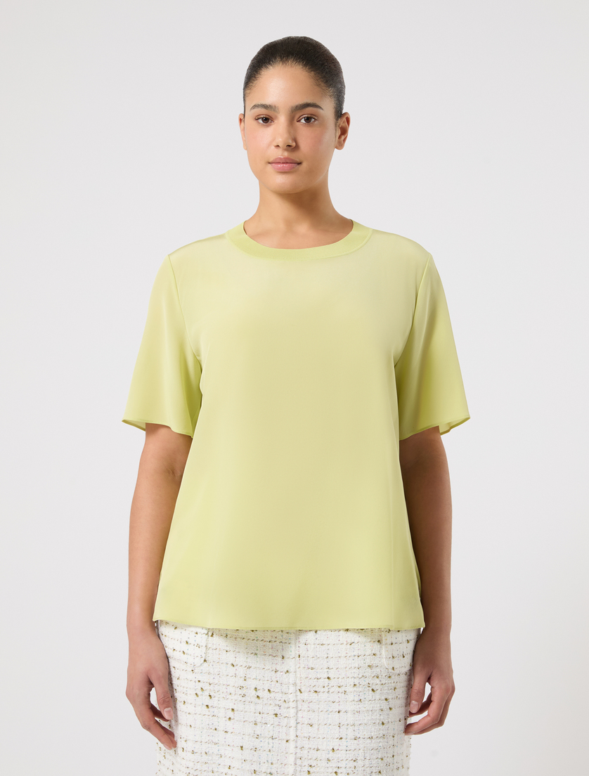 Silk crepe de chine blouse - LIME - Marina Rinaldi - 3