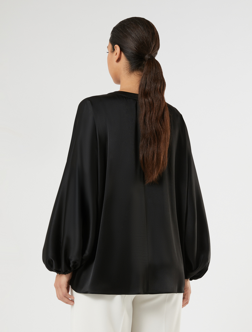 Oversized satin shirt - BLACK - Marina Rinaldi - 4