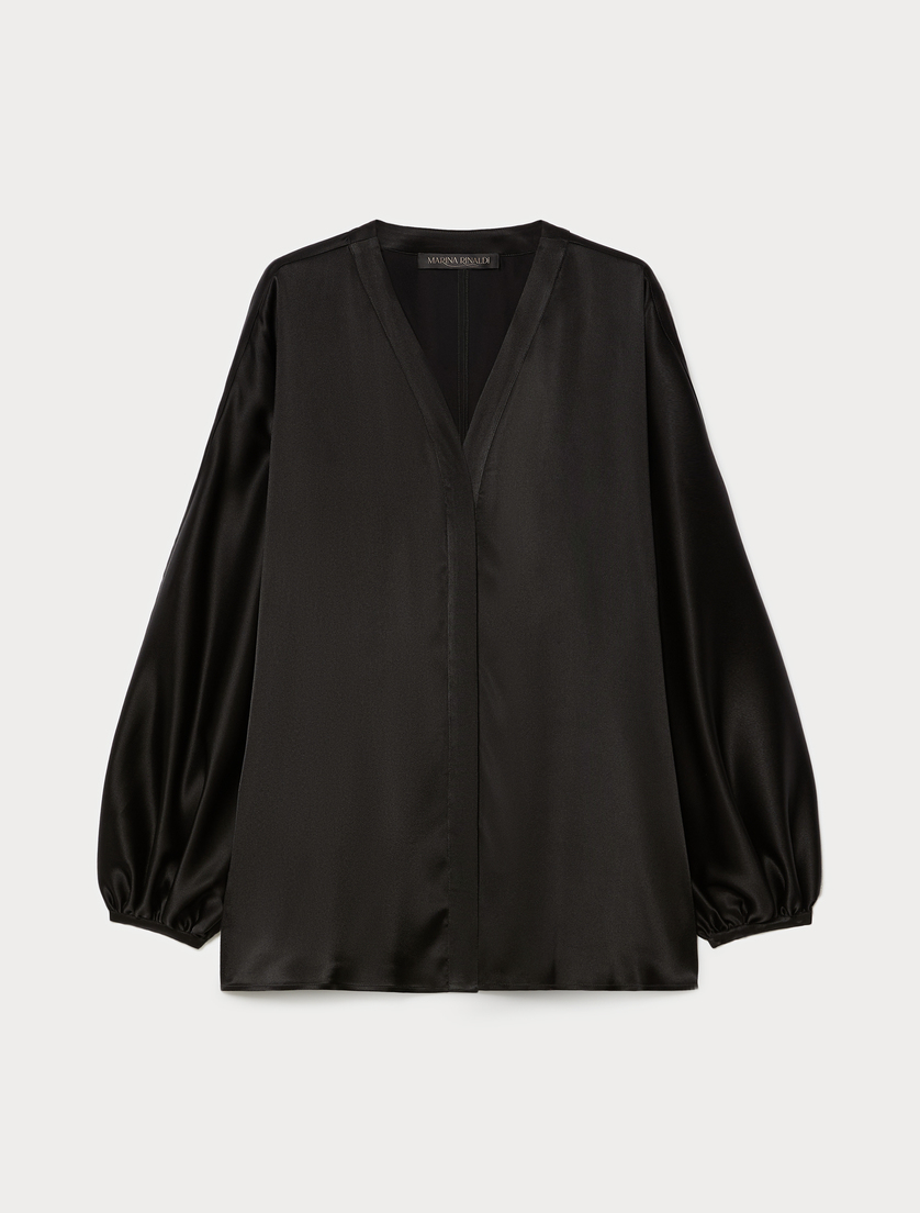 Oversized satin shirt - BLACK - Marina Rinaldi