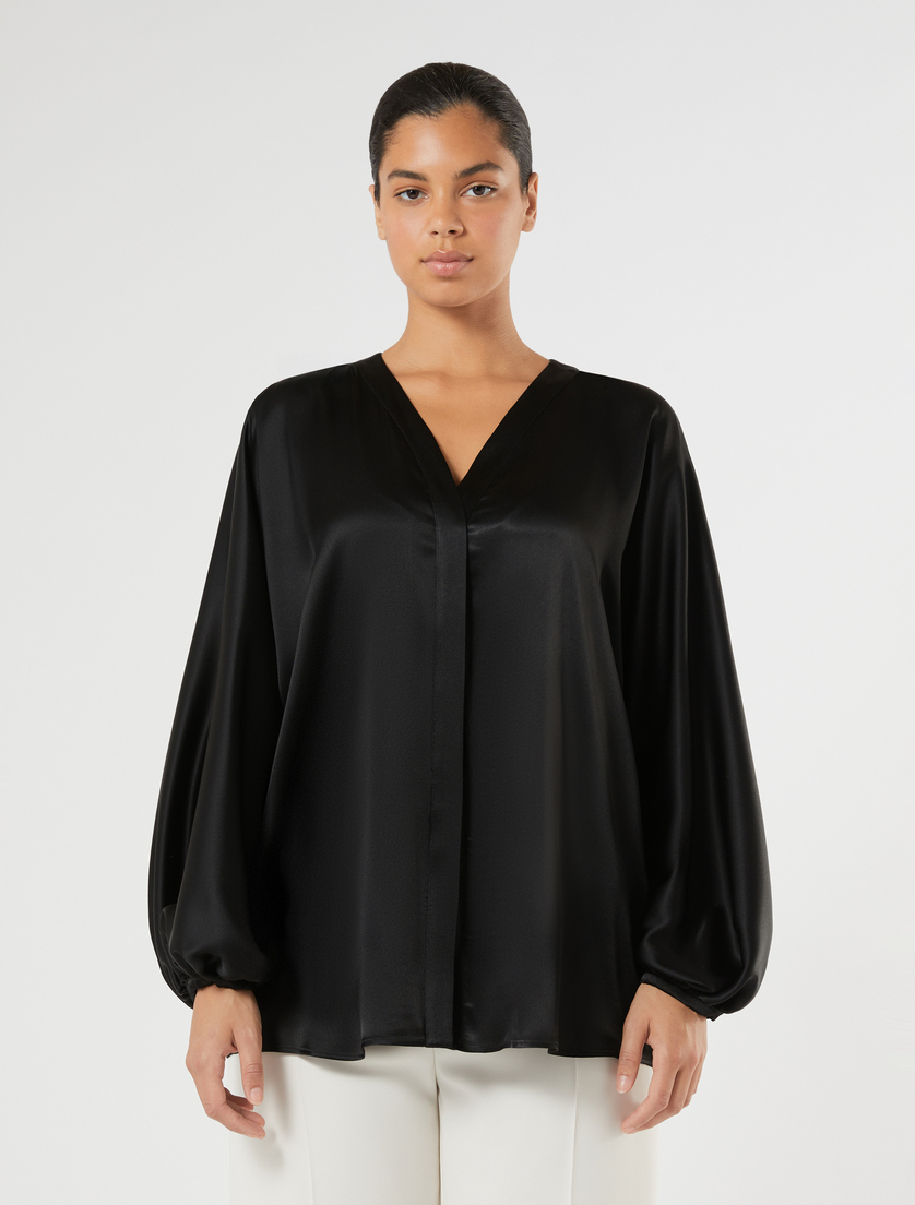 Oversized satin shirt - BLACK - Marina Rinaldi - 3