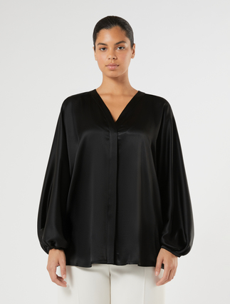 Oversized satin shirt - BLACK